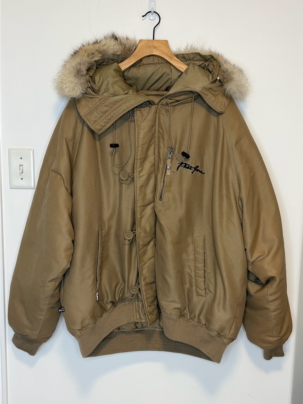 Vintage Y2K Phat Farm Down Bomber Parka Jacket , Coyote Fur Trim Men's Sz:XXL
